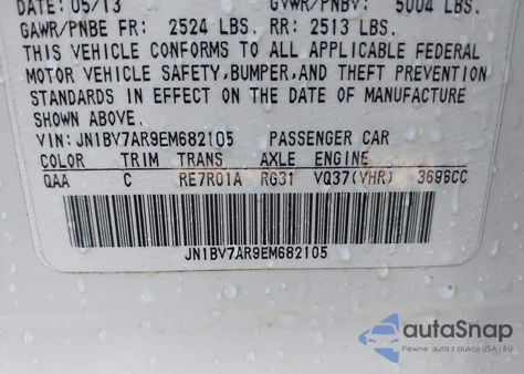 2014 Infiniti Q50 Premium/Sport z USA, uszkodzony, nr VIN JN1BV7AR6EN682105